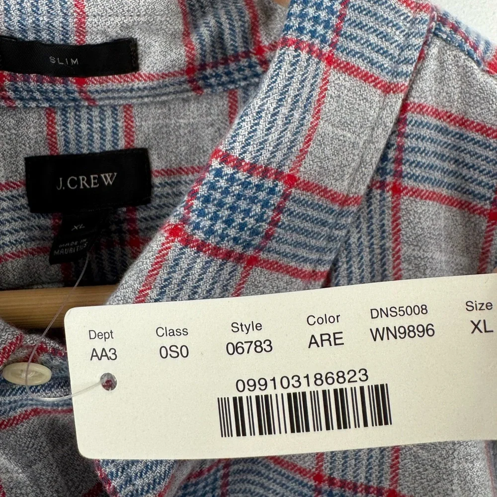 NWT J.Crew Men Plaid Button‎ Down Flannel Shirt Size XL
